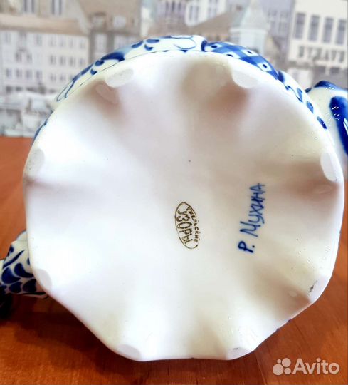 Чайник гжель роспись.Р.Мухина