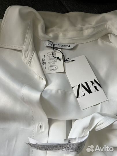 Новая zara атласная рубашка блузка М