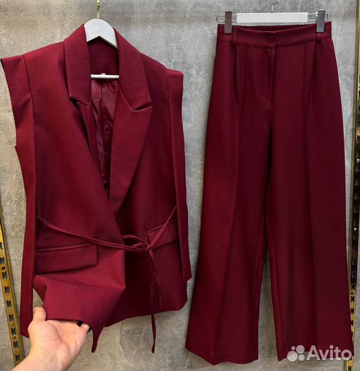 Трендовый костюм пиджак без рукавов + брюки