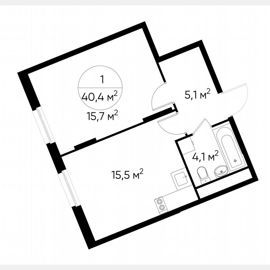1-к. квартира, 40,4 м², 9/17 эт.