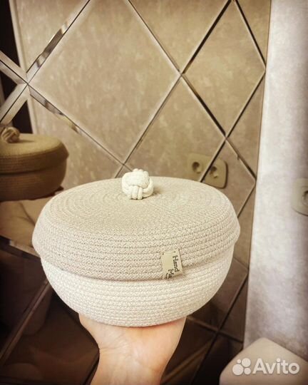 Корзина интерьерная из хлопкового шнура