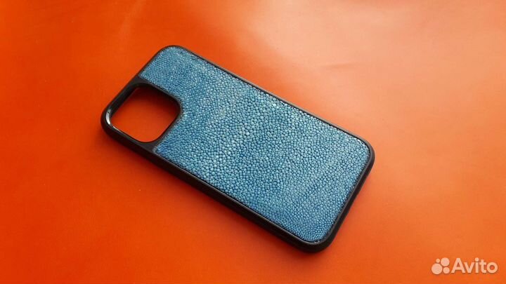 Чехол телефона iPhone 12 13про макс из кожи ската