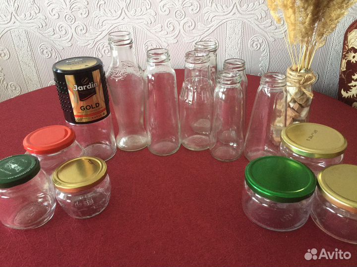 Банки из под кофе др продуктов бутылки для интерье