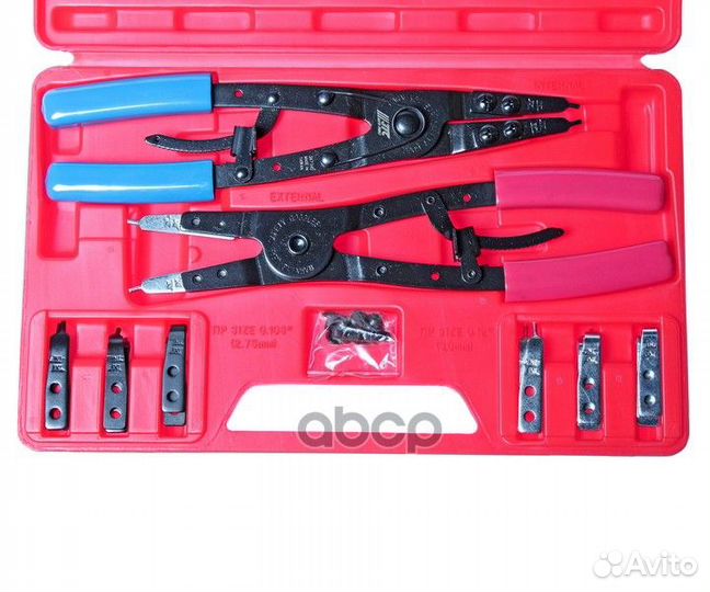 Набор щипцов 265 мм для стопорных колец с након