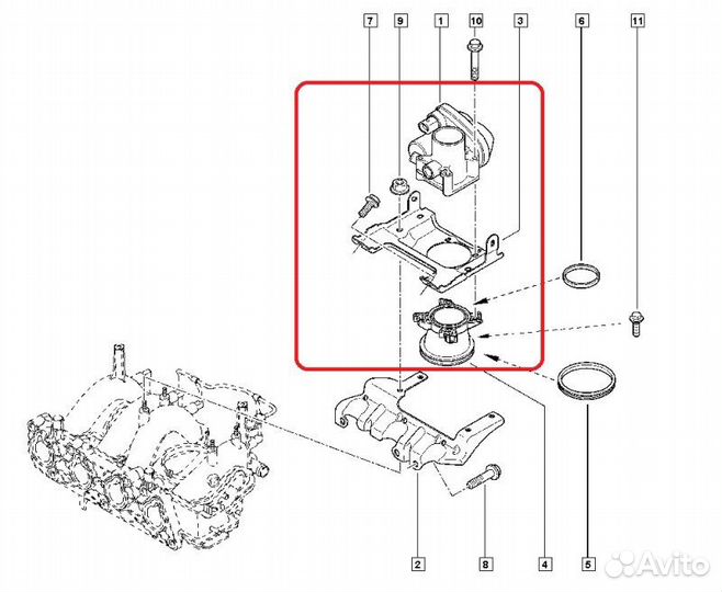 Дроссельная заслонка Renault Logan K7M