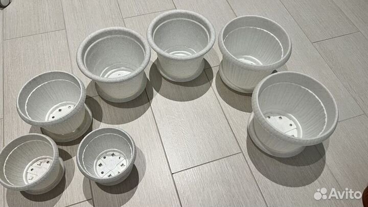 Горшки для цветов пластиковые, 9шт