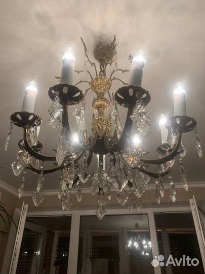 Люстра потолочная, бронзовая, хрустальная СССР