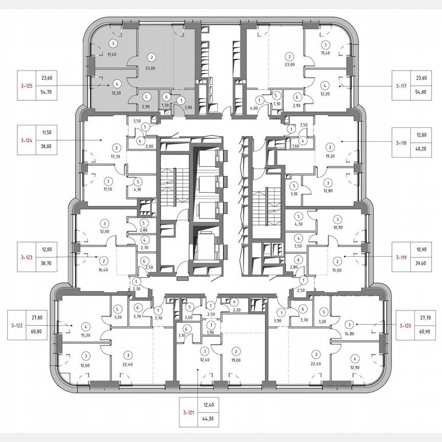 2-к. квартира, 53,4 м², 16/53 эт.