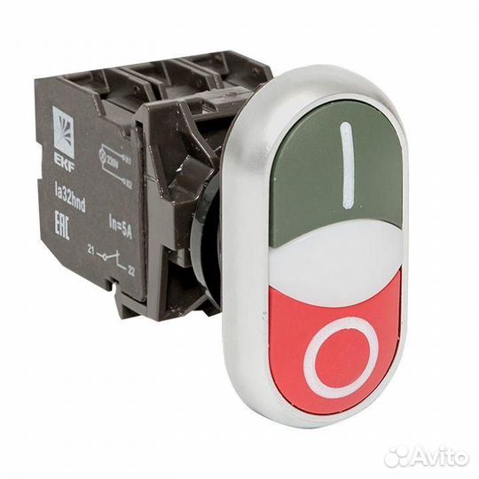 Кнопка LA32HND «Пуск-Стоп» крас./зел. с подсветкой 24В DC NO+NC EKF la32hnd-24