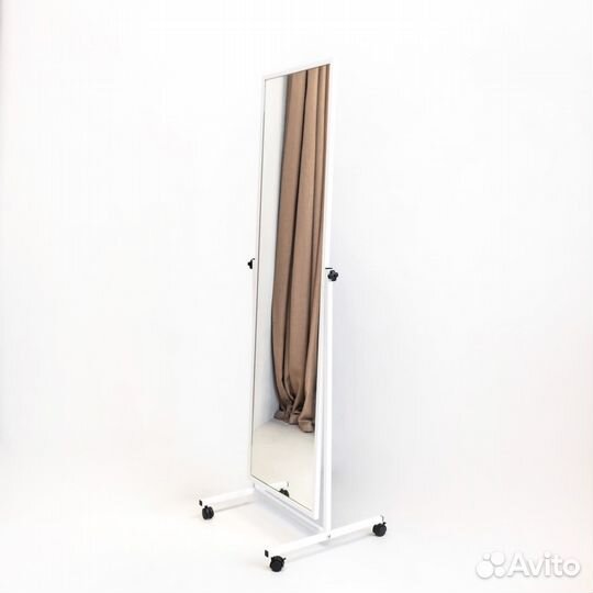 Зеркало напольное Liberty на колесах, белый муар