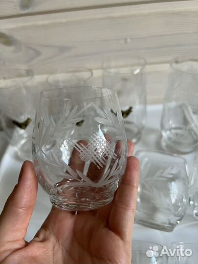 Набор стаканов, рюмок гусь хрустальный