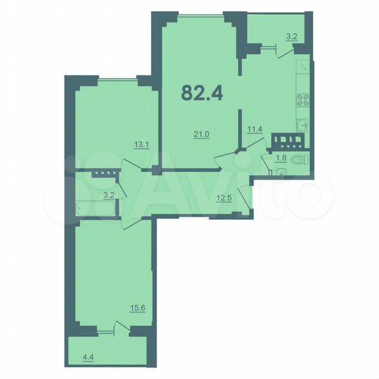3-к. квартира, 82,4 м², 7/9 эт.