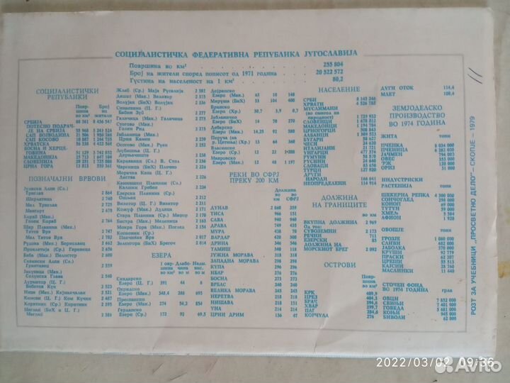 Карта Югославия 1979 книгаОлимпиада Золотой дождь
