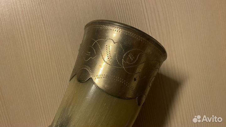 Рог с отделкой мельхиор