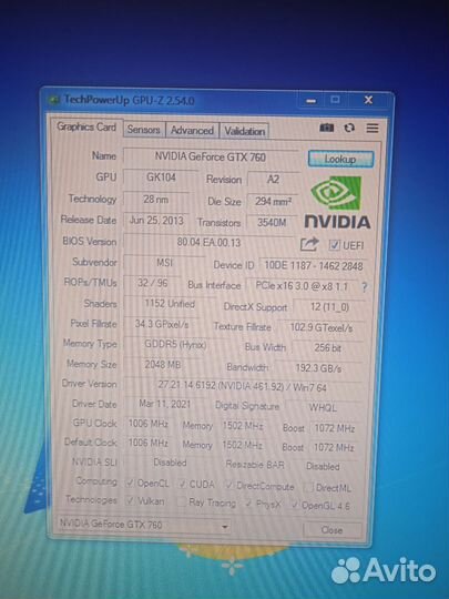 Видеокарта msi gtx 760 2gb