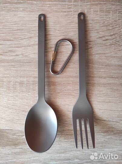 Титановая ложка,вилка.Титановый набор