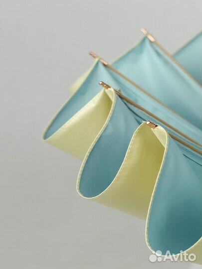 Красивый механический зонт желто-бирюзовый