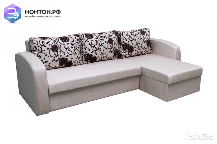 Диван угловой еврокнижка Барселона бежевый