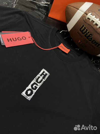 Футболка черная hugo boss размеры с 46 по 54