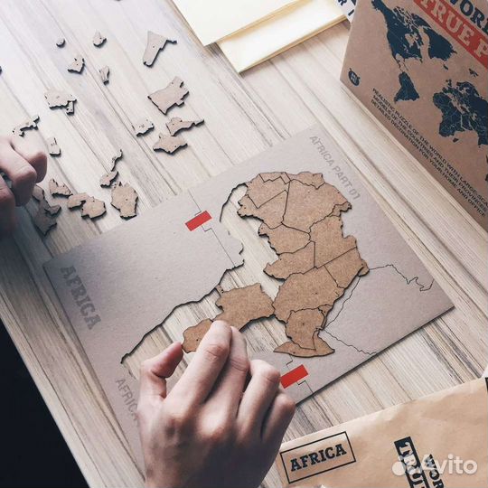 Интерьерная деревянная карта мира Map Wall