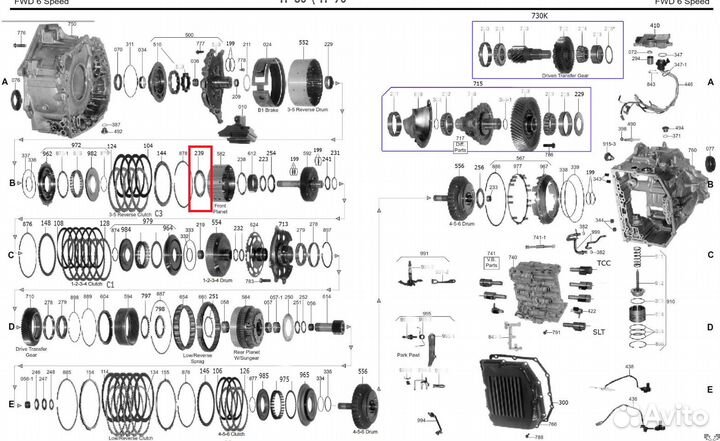 Пластиковое упорное кольцо АКПП TF70SC