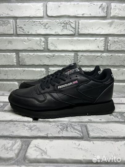 Кроссовки мужские reebok classic black кожа 41-45