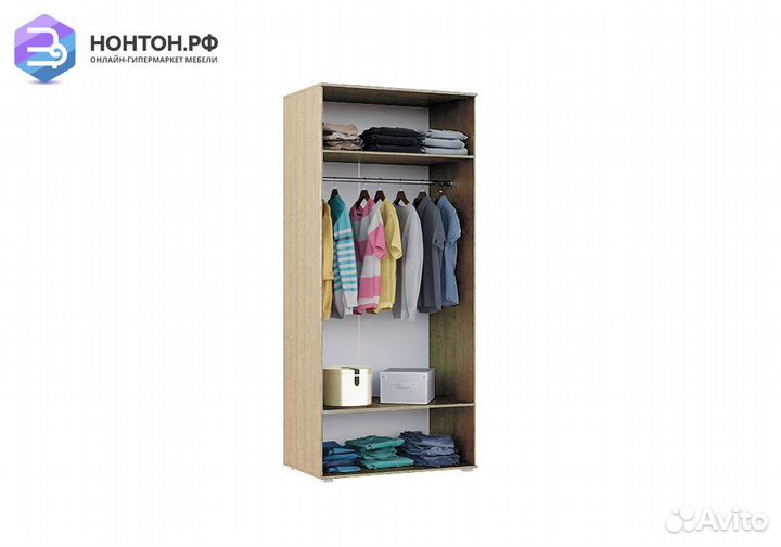 Шкаф 2-х створчатый Ким белый глянец / сонома