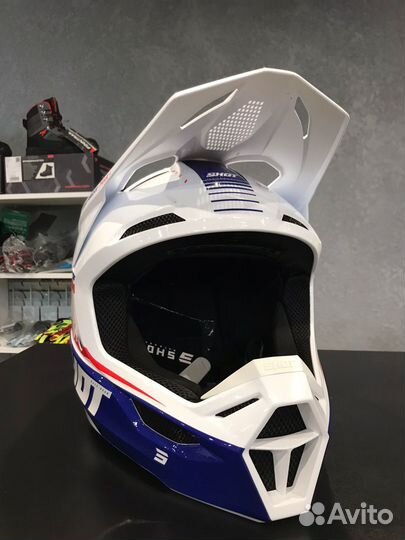 Шлем кроссовый shot furios peak (синий/белый/красн
