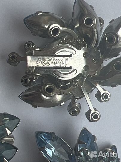 Набор брошь клипсы Judy Lee незабудки винтаж