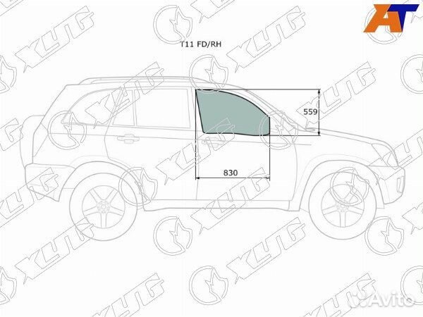 Стекло боковое опускное chery tiggo, chery tiggo