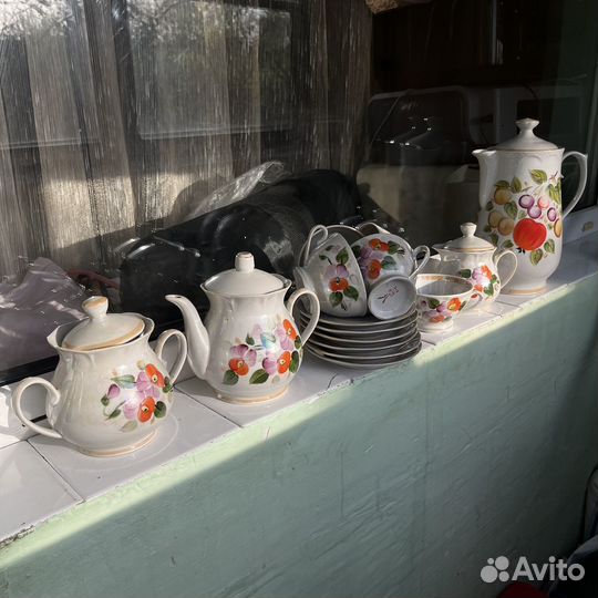 Сервиз чайный, кофейный, хрусталь керамика