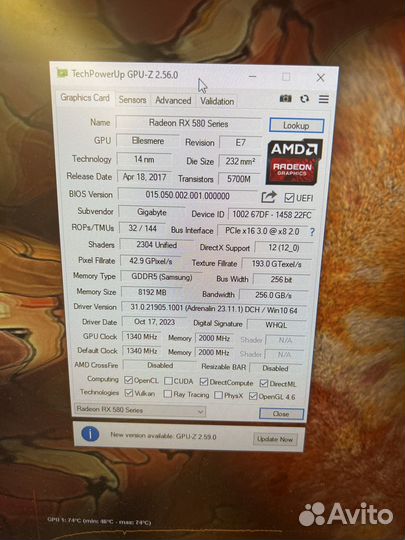 Видеокарта RX 580 8gb 2304sp