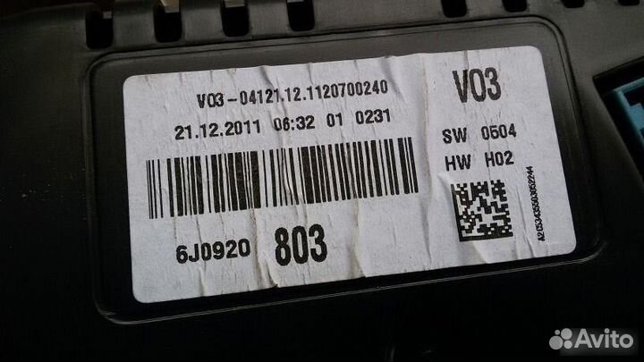 Панель приборов seat Ibiza IV (2008—2012) Mk4 6J