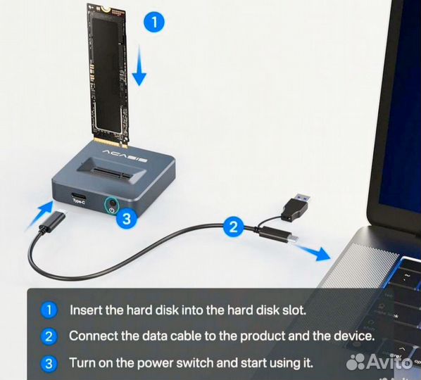 Acasis 10Gbps M.2 NVMe/sata Type-C SSD Base Es6606