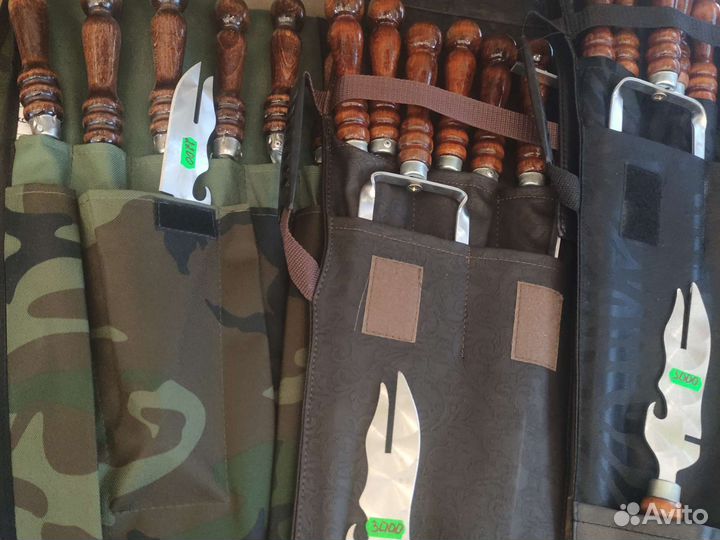 Шампура с деревянной ручкой подарочные в чехле