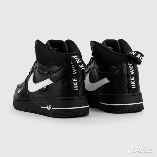Nike Air Force 1 Mid Black / Wh. Sw. with Fur