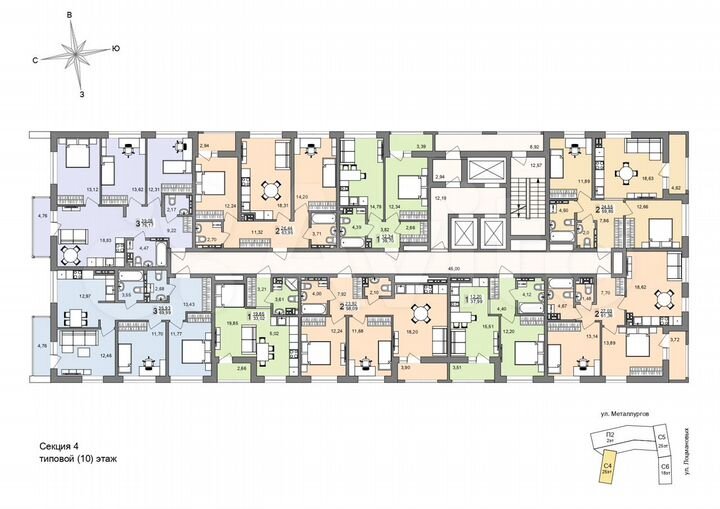 2-к. квартира, 59,3 м², 21/26 эт.