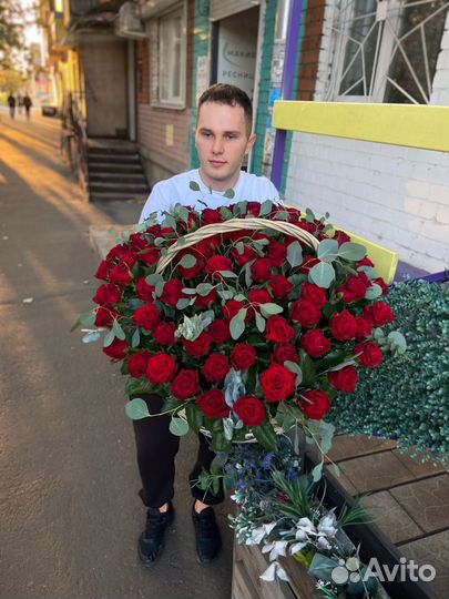 101 роза корзина из роз
