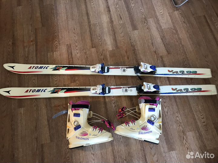 Горные лыжи с ботинками. Раритет)