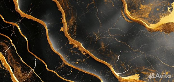 Текстурная картина абстракция в офис Золотые волны