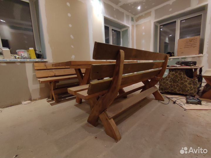 Садовый комлект - стол и 2 скамейки