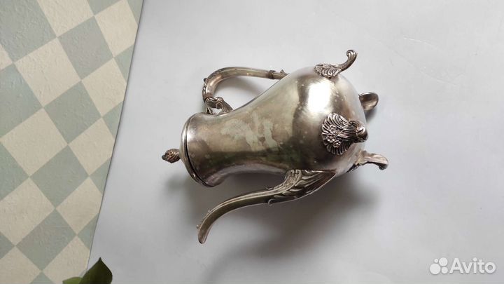 Кофейник старинный серебрение