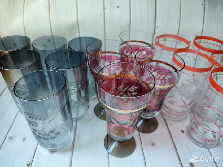 Стаканы, бокалы СССР цветное стекло