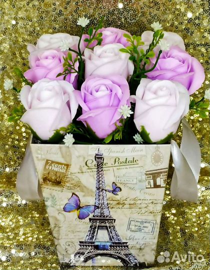 Мыльные розы в коробке