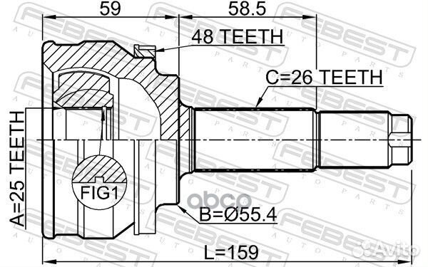 ШРУС наружный 25X55.4X26 chery tiggo T11 2006-2013