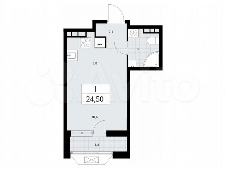 Квартира-студия, 24,5 м², 8/16 эт.
