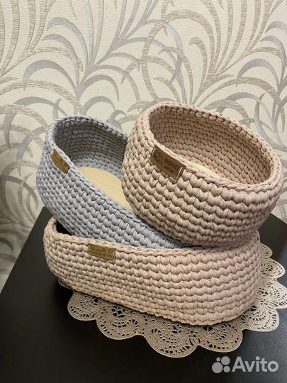 Корзины из трикотажной пряжи интерьерные