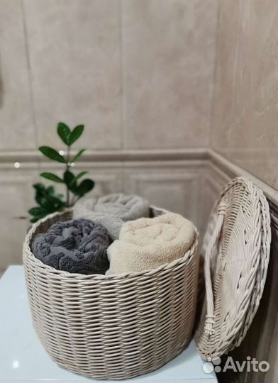 Корзина короб плетеная с крышкой