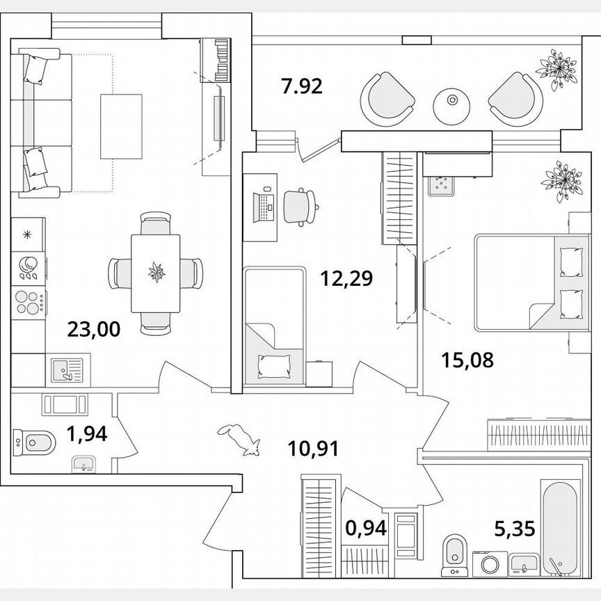 2-к. квартира, 73,5 м², 2/18 эт.