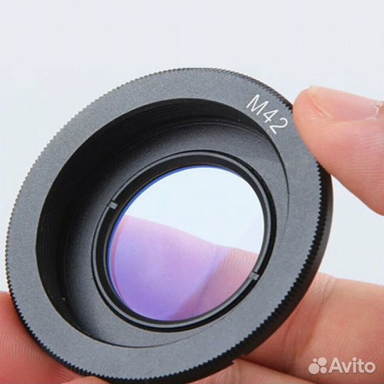 Переходник резьба M42 байонет Nikon F с линзой
